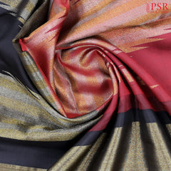 Maroon & Black Half & Half Kanchipuram Jacquard Silk Saree