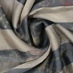Grey & Steel Grey Tissue Laser Embroidery Saree