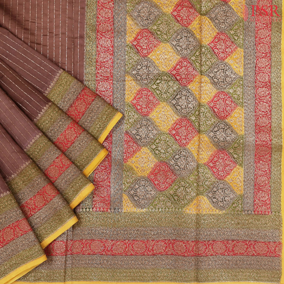 Mauve Brown Chiniya Silk Saree