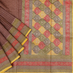 Mauve Brown Chiniya Silk Saree