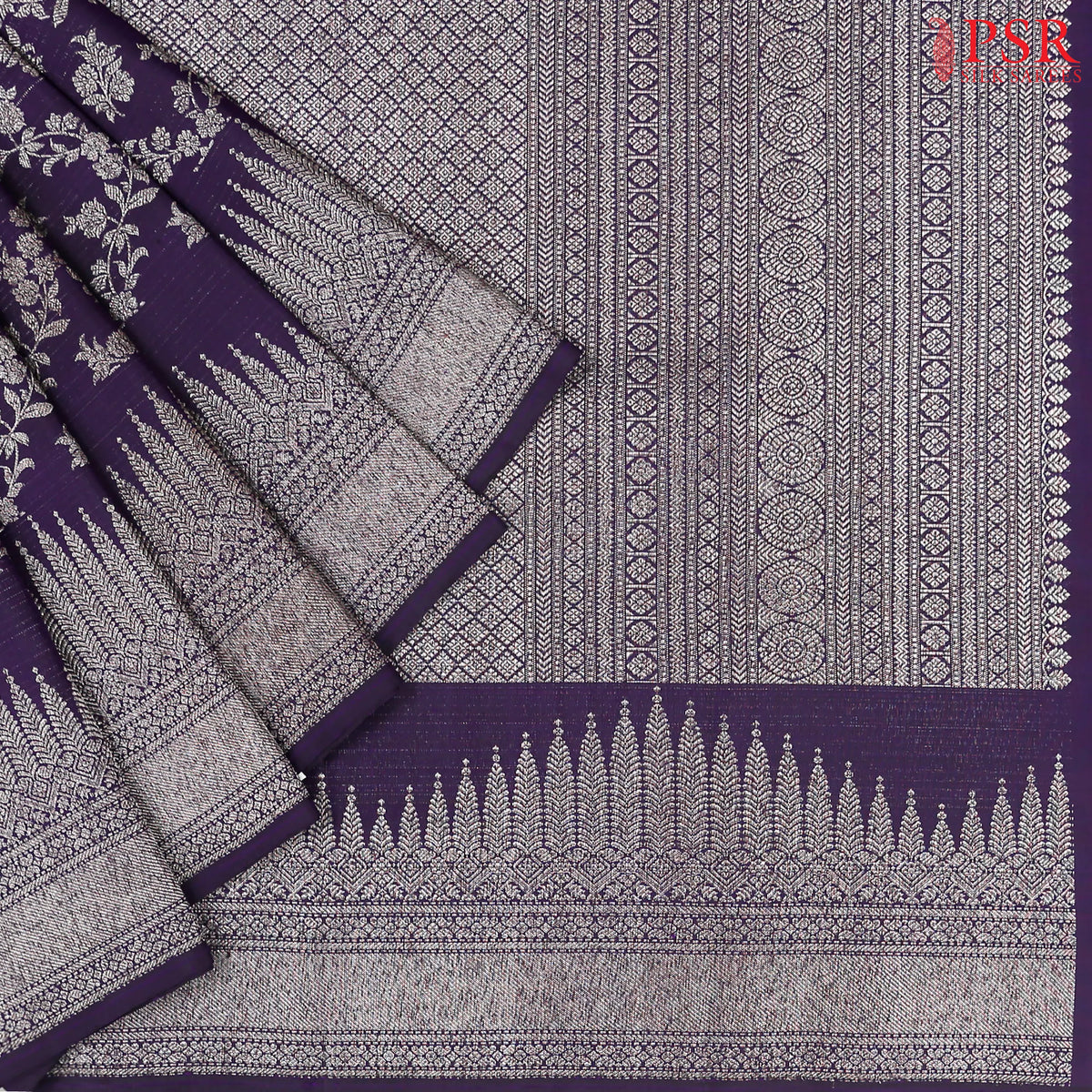 Midnight Purple Kanchipuram Jacquard Silk Saree