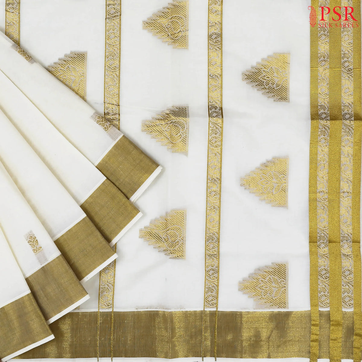 Cream Beige Kerala Cotton Saree