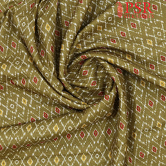 Olive Semi Tassar Ikkat Print Running Material