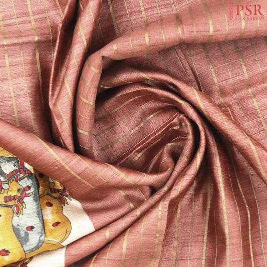 Onion Pink Kadhi Tussar Silk Saree