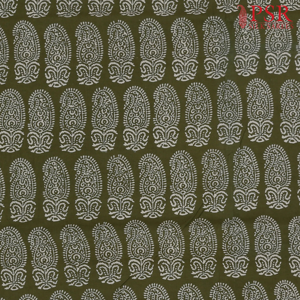 Olive Green Jaipur Cotton Print Running Material