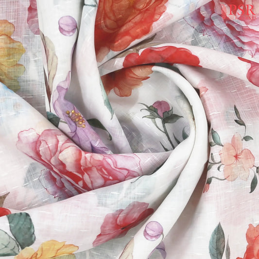 White Linen Saree
