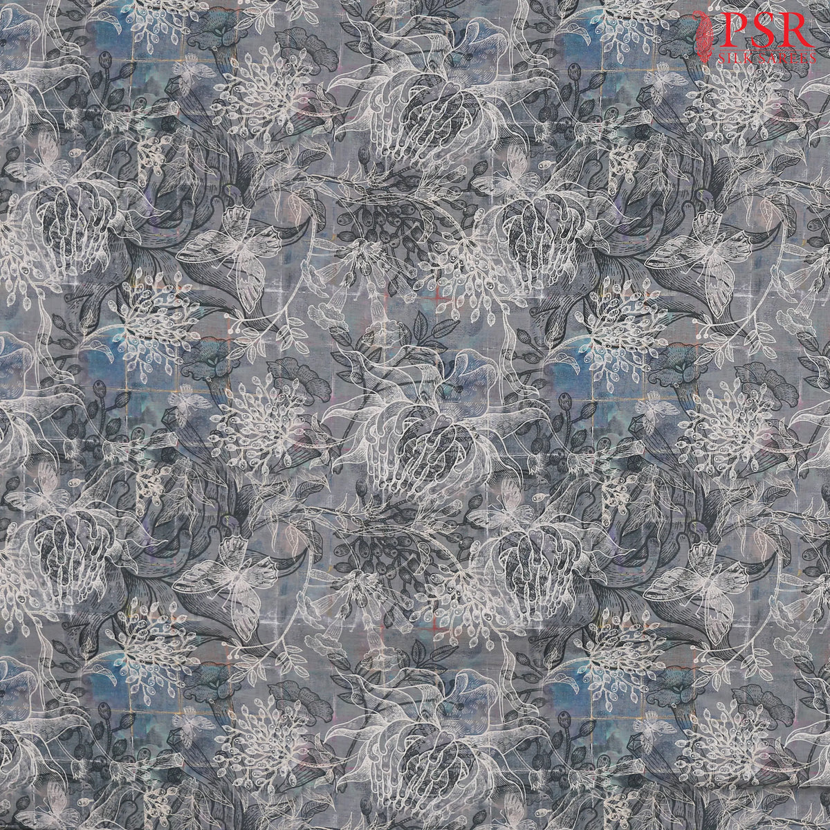 Dark Grey Linen Print Running Material