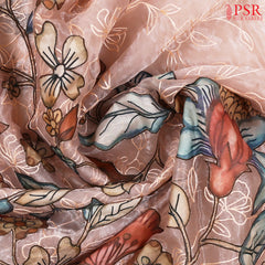 Heather Peach Tissue Organza Embroidery Saree