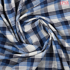 White & Blue Mangalagiri Cotton Saree