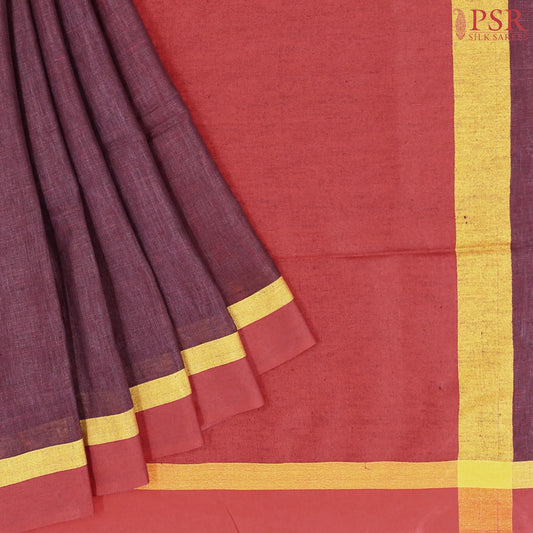 Burgundy Linen Saree