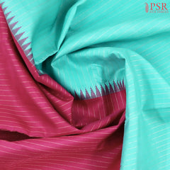 Raspberry Pink & Tiffany Blue Kanchipuram Half & Half Silk Saree