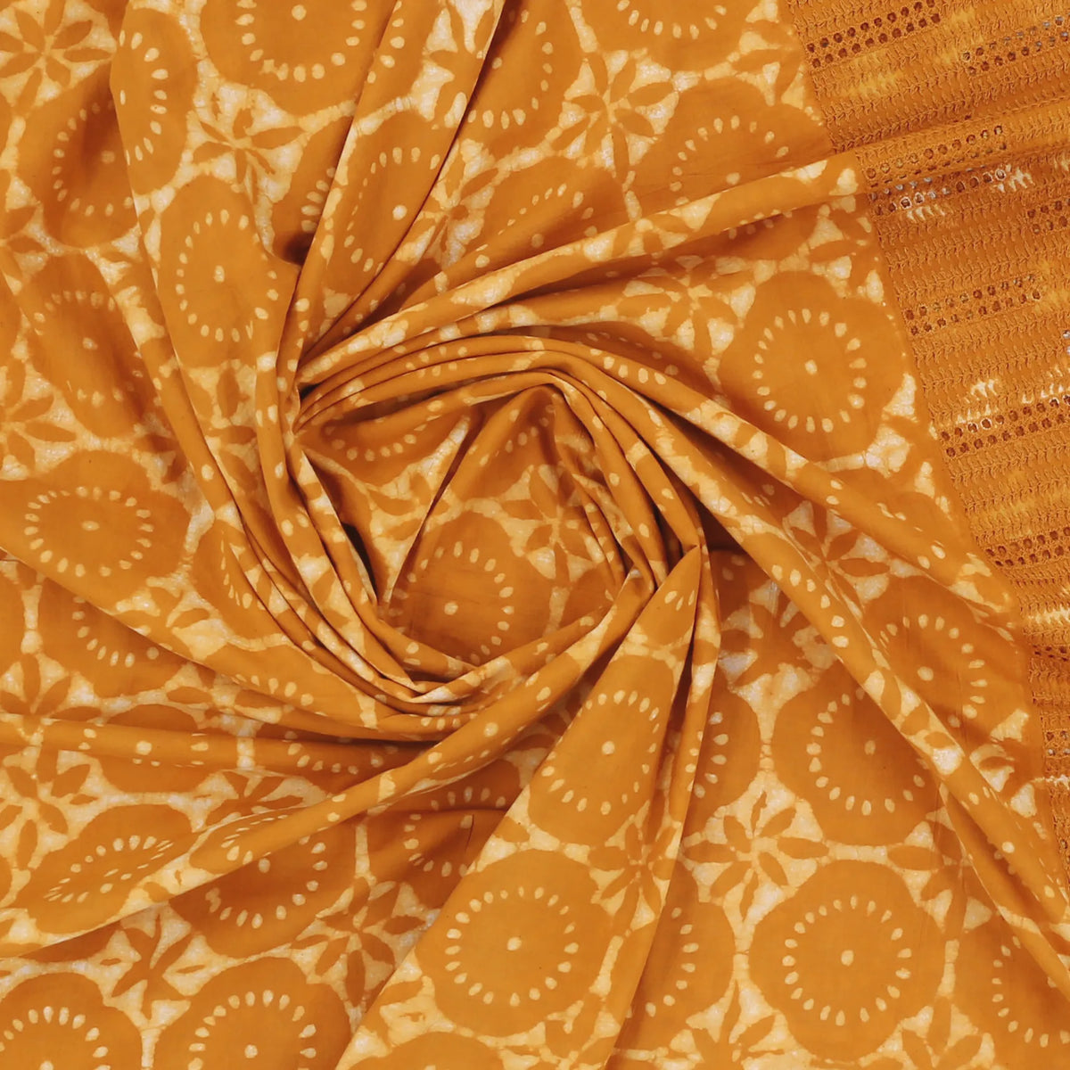 Mustard Yellow Hacoba Embroidery Running Material