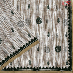 Beige & Dark Green Chanderi Silk Cotton Dress Material