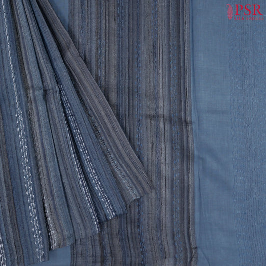Dark Slate Blue Ghicha Kadhi Tussar Silk Saree