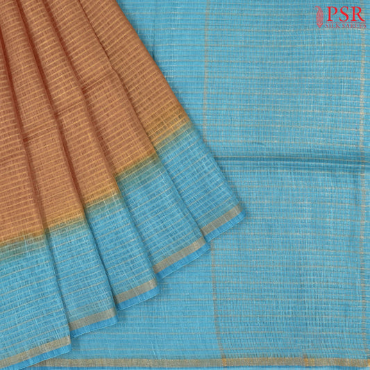Dark Orange Semi Tussar Saree