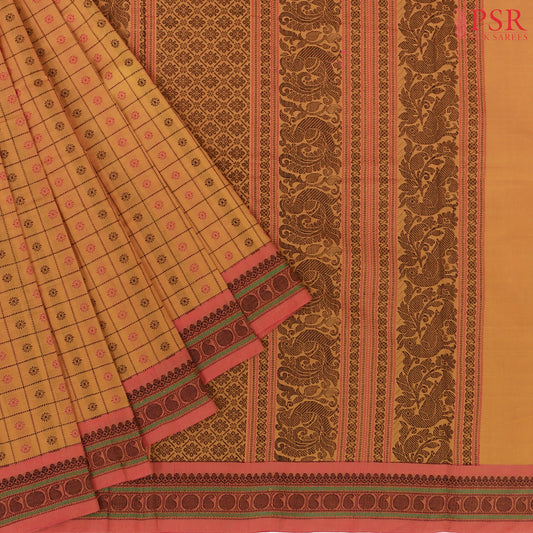 Mustard Orange Kalakshetra Kovai Cotton Saree