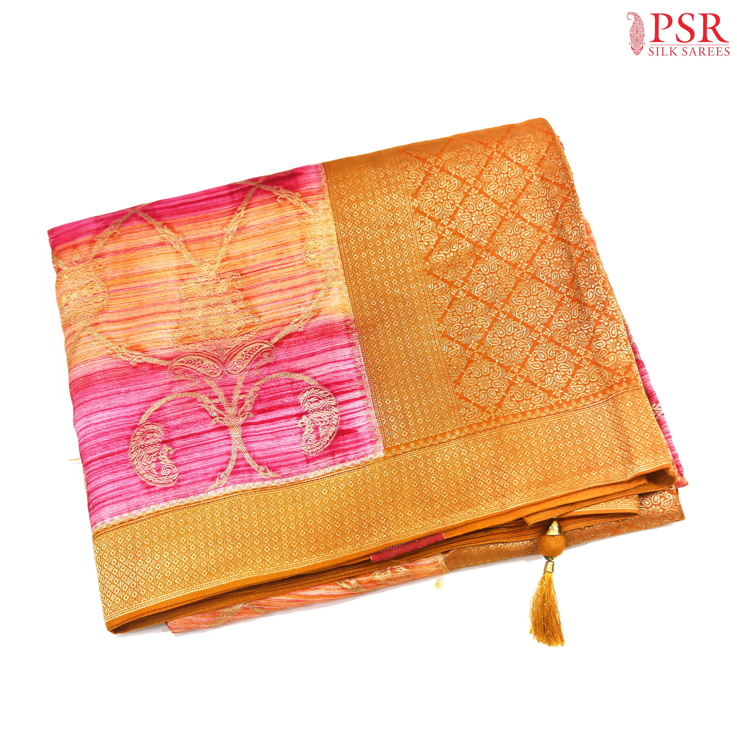 Designer Banaras - Pink & Orange