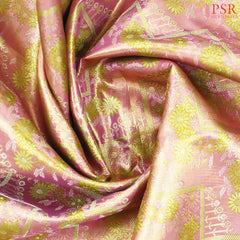 Wild Pink Kanchipuram Jacquard Tissue Silk Saree