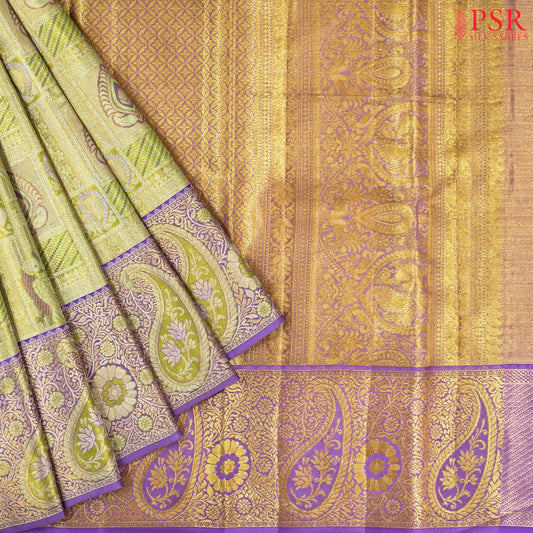Citrus Green Kanchipuram Tissue Silk Saree
