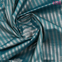 Dark Peacock Cyan Soft Silk Saree