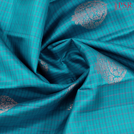 Cyan Blue Soft Silk Saree