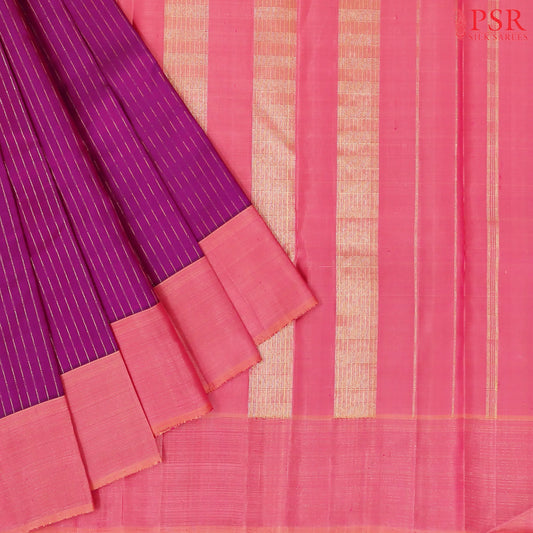 Dark Mulberry Purple Kanchipuram Silk Saree