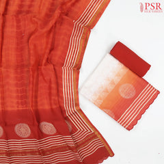 Off White & Saffron Chanderi Dress Material