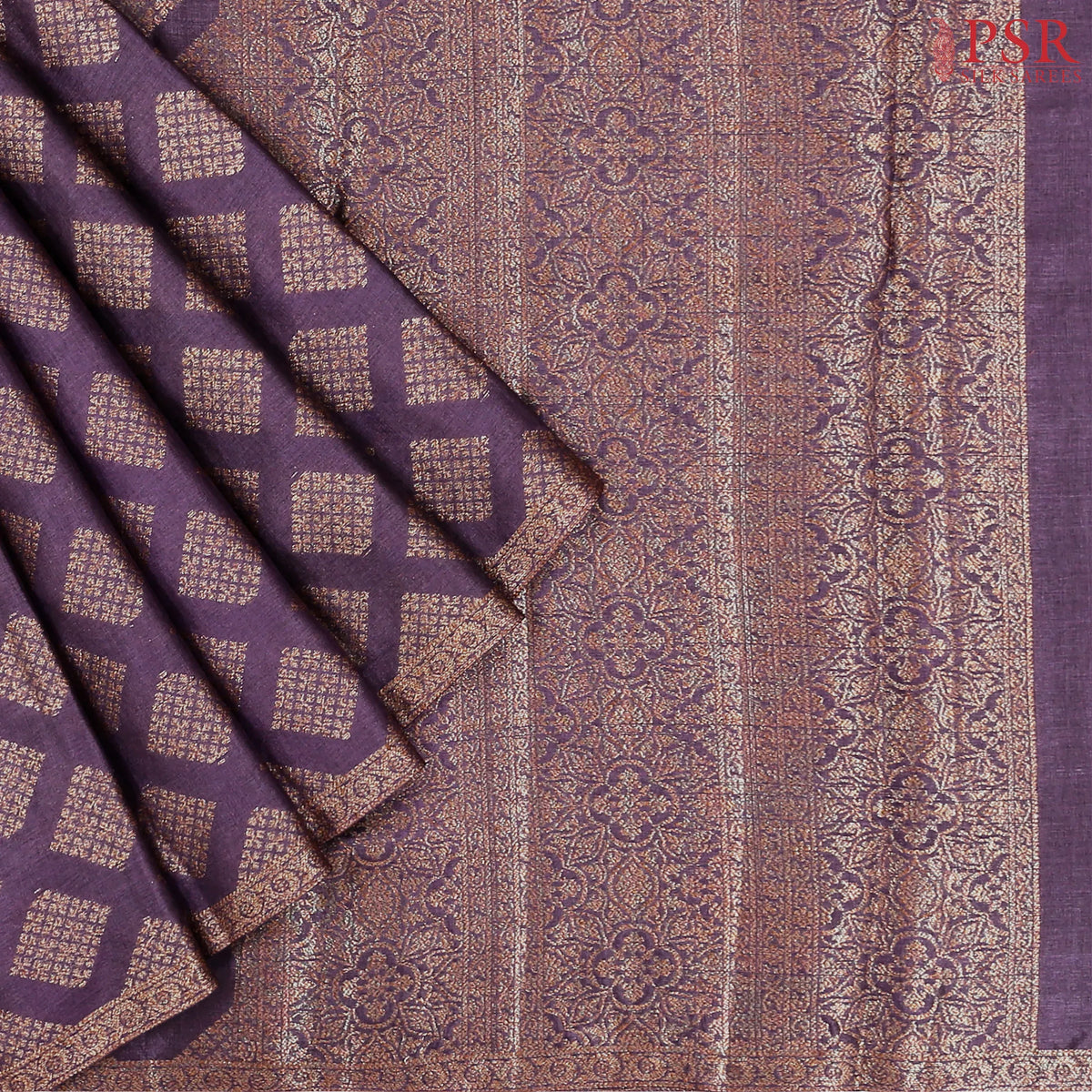 Aubergine Purple Banaras Tussar Silk Saree