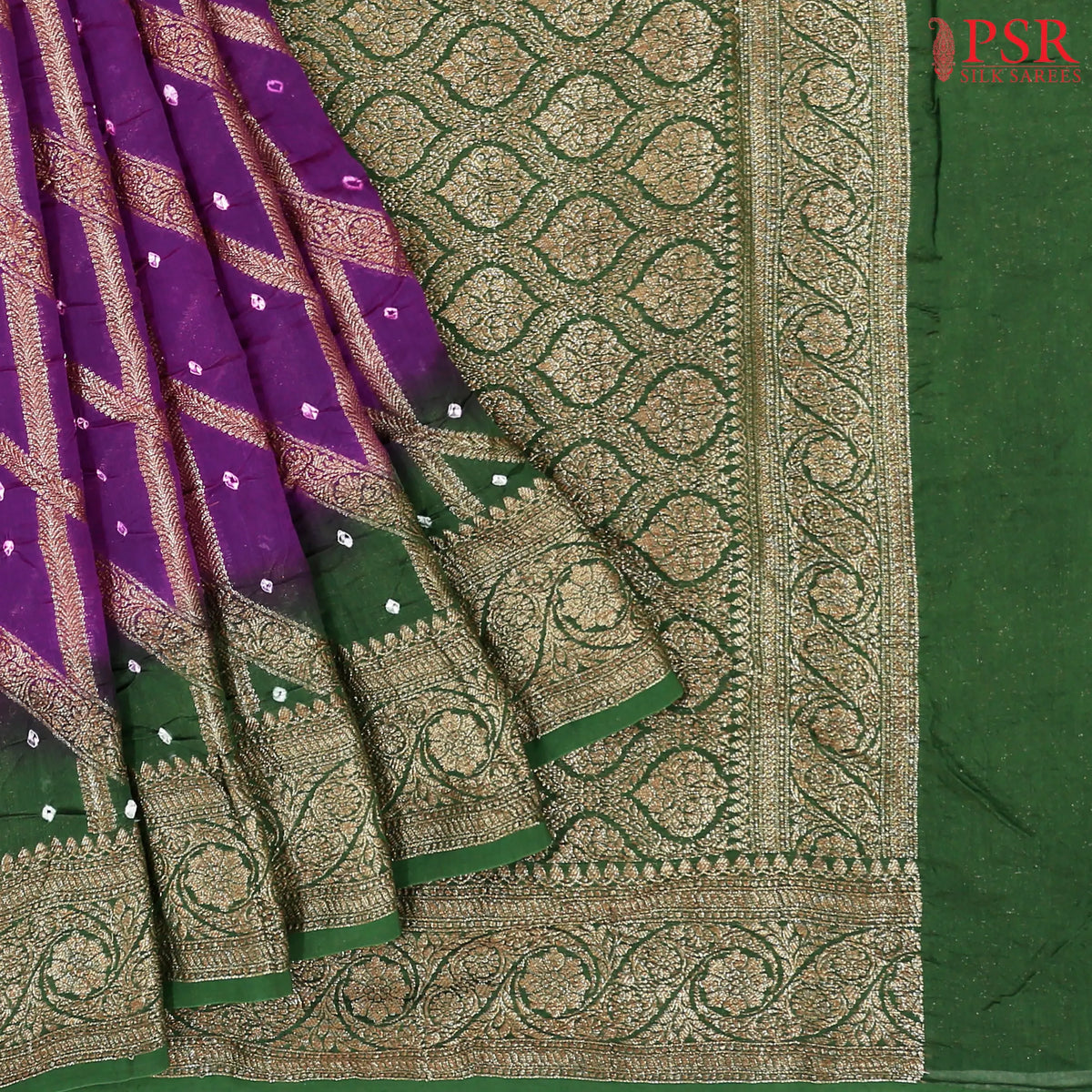 Violet Crushed Bandhini Saree