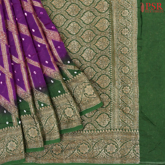 Violet Crushed Bandhini Saree