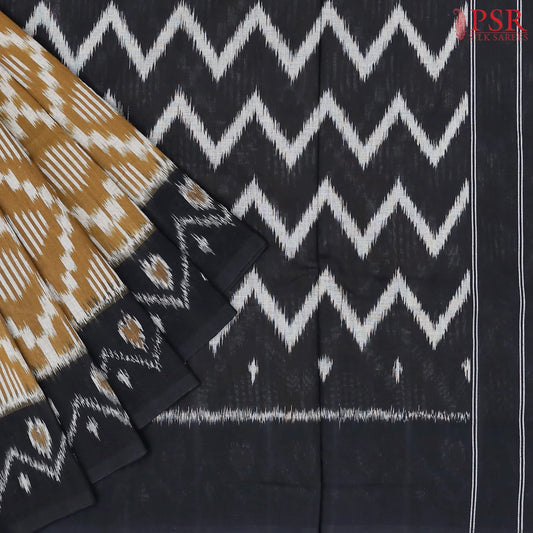 Tortilla Brown Ikkat Cotton Saree
