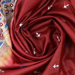 Maroon Kadhi Tussar Silk Saree