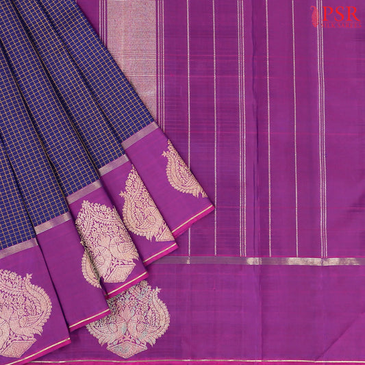 Dark Blue Kanchipuram Silk Saree