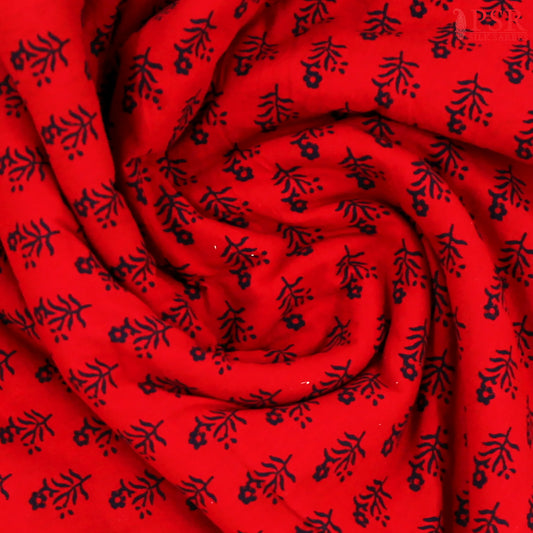Red Cotton Print Running Material