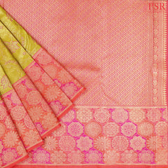 Olive Yellow Kanchipuram Jacquard Tissue Silk Saree