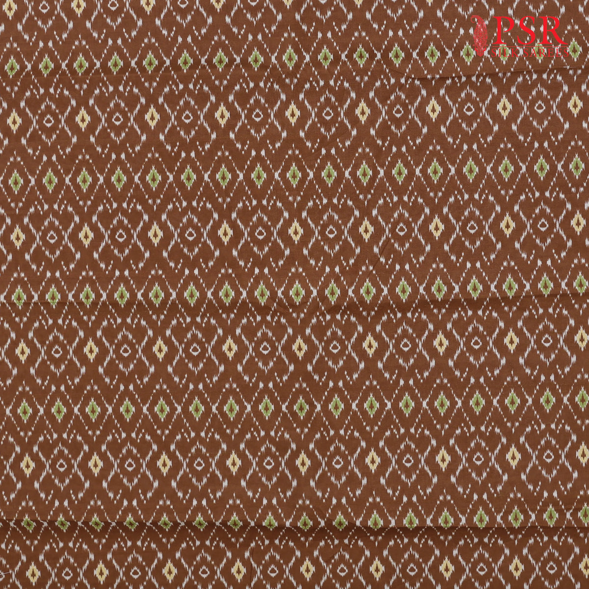 Caramel Brown Semi Tassar Ikkat Print Running Material