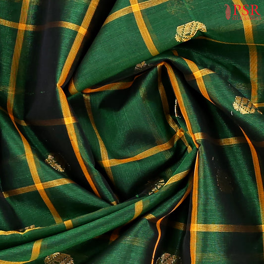 Dark Green Cotton Silk Saree