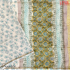 Warm Olive Chanderi Silk Cotton Dress Material