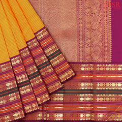 Amber Yellow Kanchipuram Silk Saree