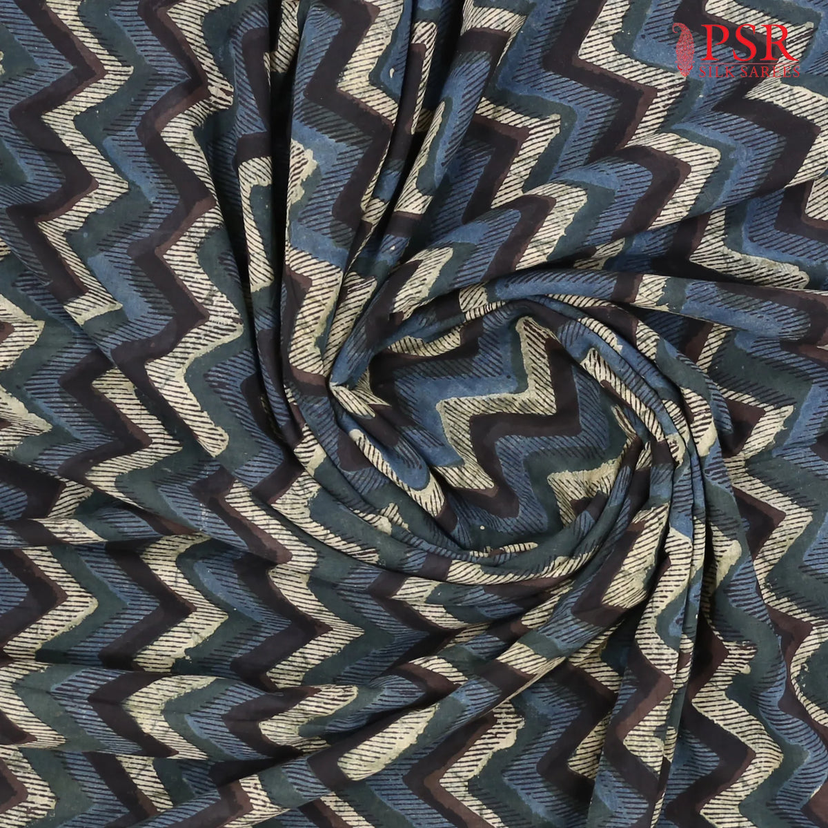 Teal Blue Ajrakh Print Running Material