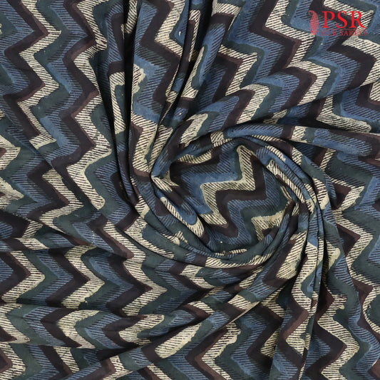 Teal Blue Ajrakh Print Running Material
