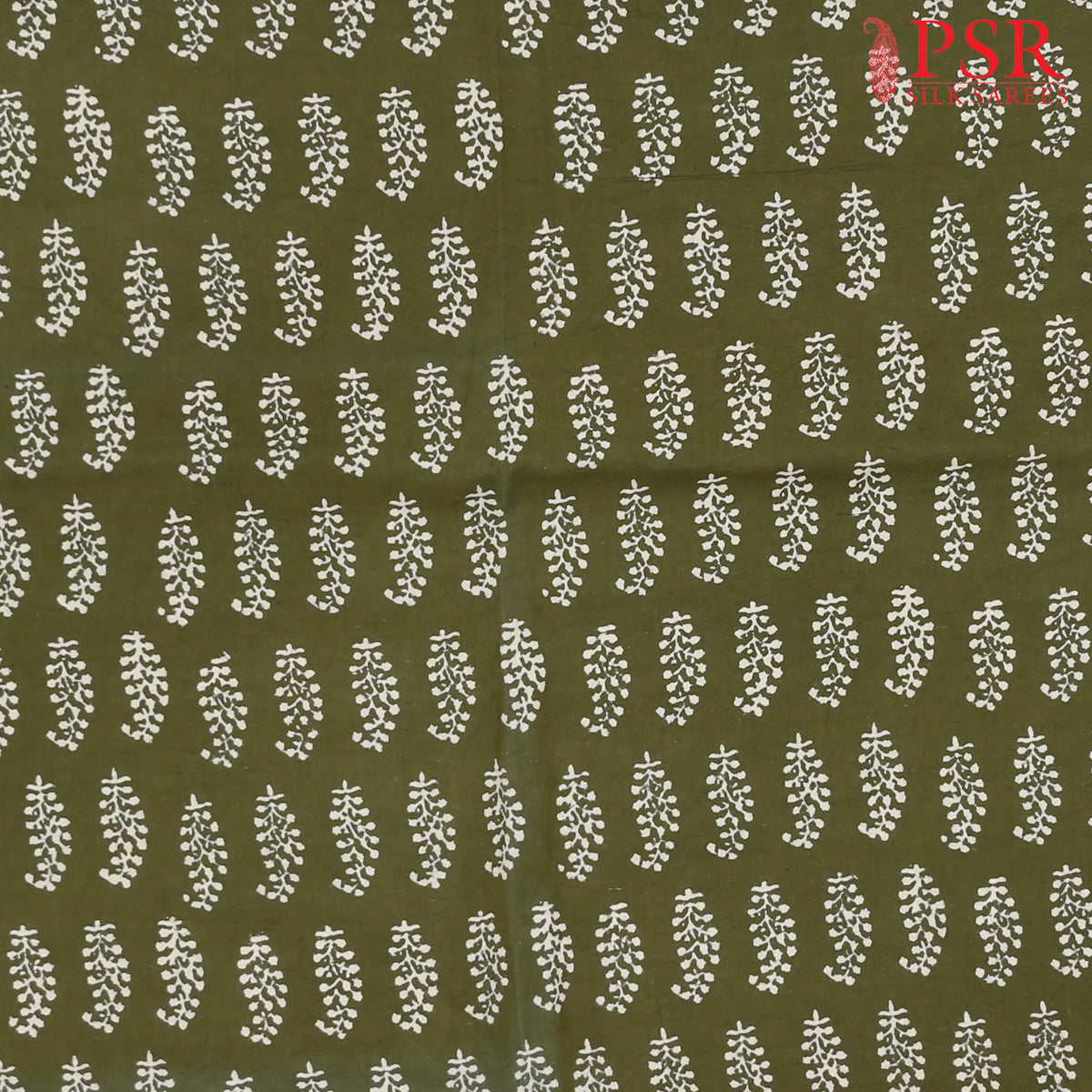 Olive Green Jaipur Cotton Print Running Material
