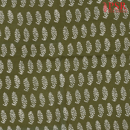 Olive Green Jaipur Cotton Print Running Material