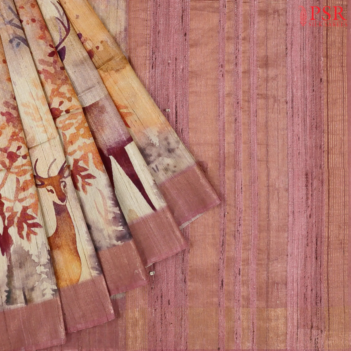 Beige Kadhi Tussar Silk Saree