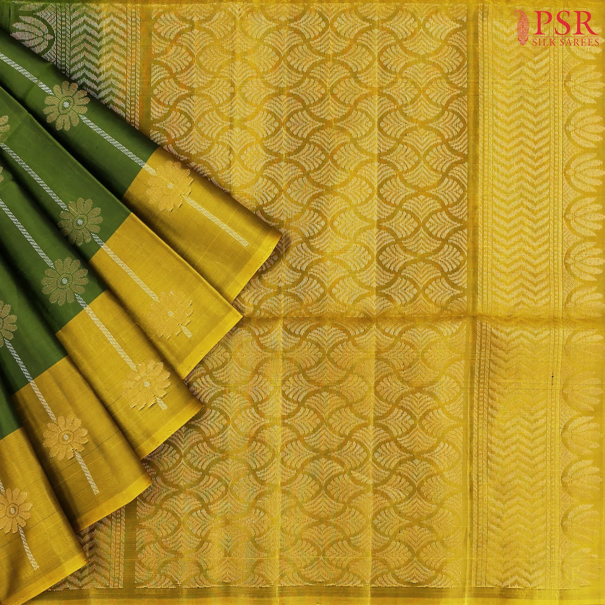 Olive Green Soft Silk Mix Saree