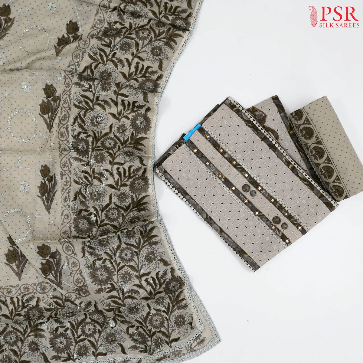 Grey Cotton Dress Material