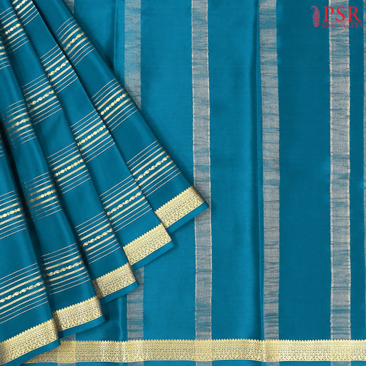 Peacock Teal Mysore Silk Saree