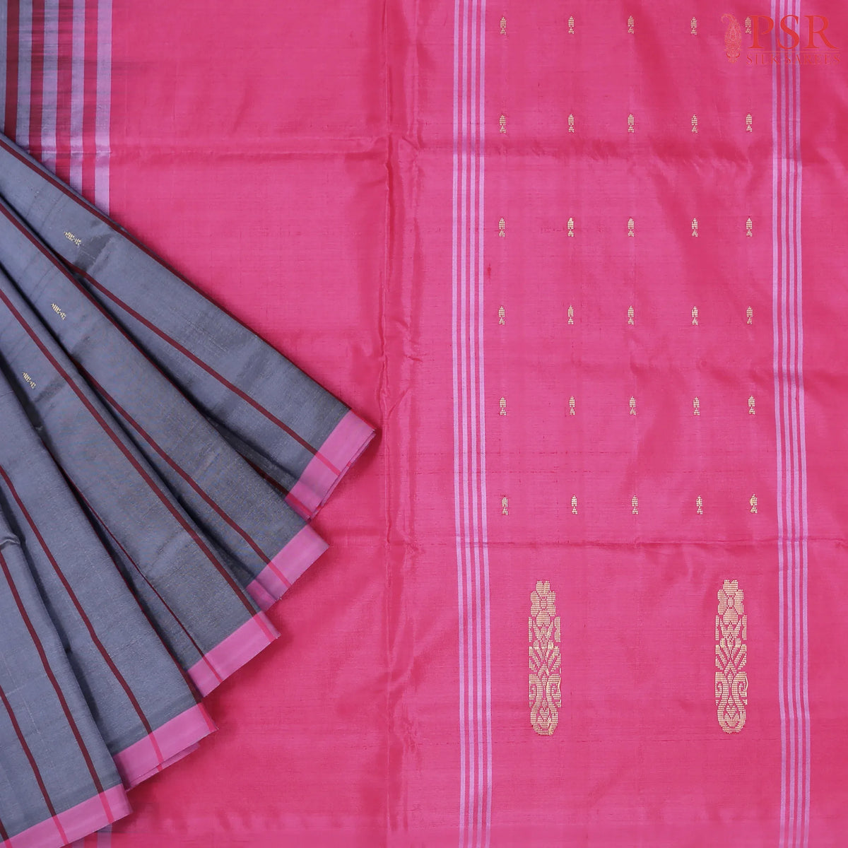 Zinc Grey Vazhainaar Silk Saree