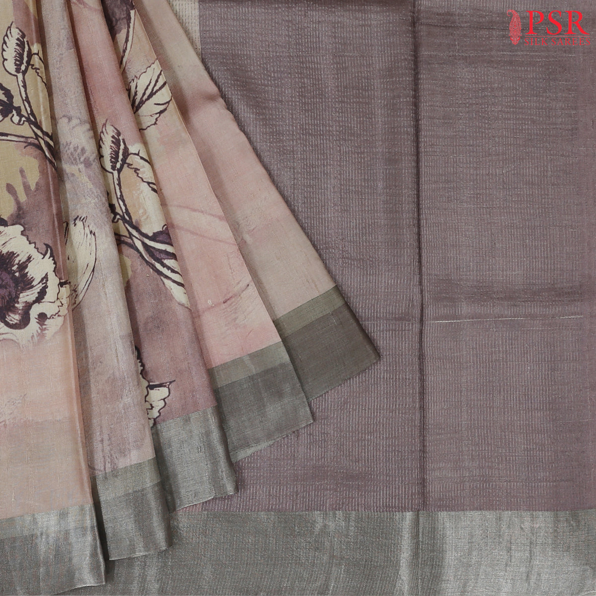 Pastel Peach Kadhi Tussar Silk Saree