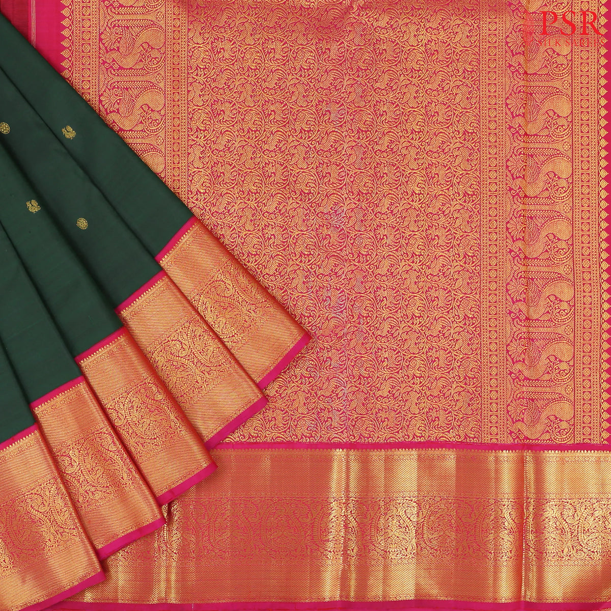 Dark Green Kanchipuram Silk Saree